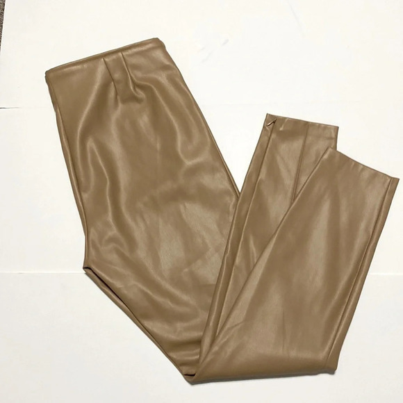 Zara Tan Faux Leather Ankle Length Leggings - Picture 6 of 7
